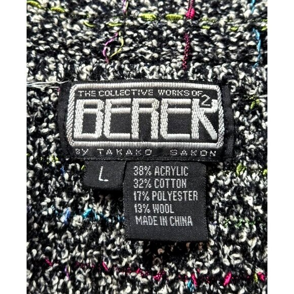 Vtg 80s/90s Sweater Cardigan Sz L BEREK by Takako Sakon Woven Multi Color Lace - Picture 7 of 16